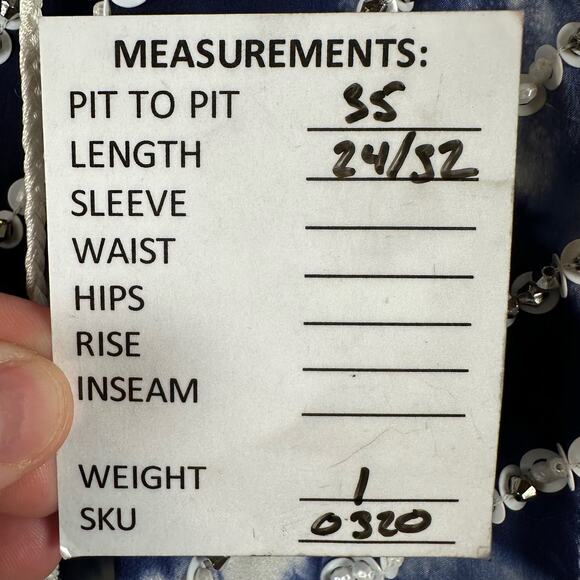 Taj by Sabrina Crippa Blue and White Beaded Kaftan Silk Blouse Size S Cover Up - Picture 16 of 16